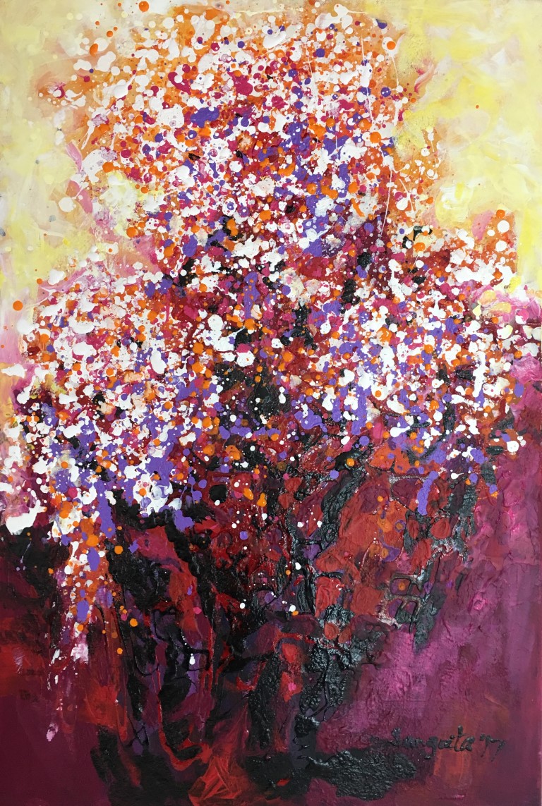 Spring 03 - Nature trail: Paintings/Landscapes: Mixed media on canvas, 18"×18", USD 550